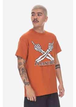 PLEASURES t-shirt bawełniany Dont Care T-shirt kolor pomarańczowy z nadrukiem P23SP051-WHITE ze sklepu PRM w kategorii T-shirty męskie - zdjęcie 166195135