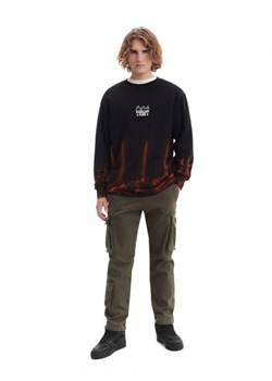 Cropp - Koszulka longsleeve z motywem płomieni - czarny ze sklepu Cropp w kategorii T-shirty męskie - zdjęcie 166200809