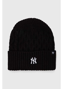 47brand czapka MLB New York Yankees kolor czarny z cienkiej dzianiny ze sklepu ANSWEAR.com w kategorii Czapki zimowe męskie - zdjęcie 166202239