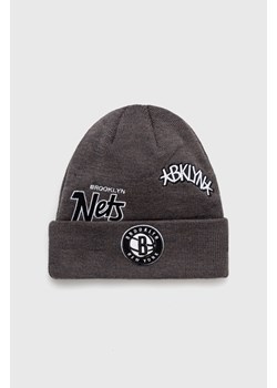 New Era czapka kolor szary  BROOKLYN NETS ze sklepu ANSWEAR.com w kategorii Czapki zimowe męskie - zdjęcie 166202635