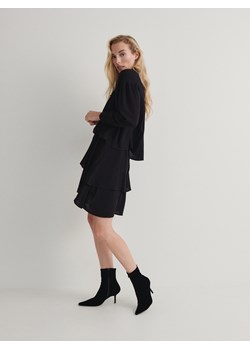 Reserved - Sukienka mini z falbanami - czarny ze sklepu Reserved w kategorii Sukienki - zdjęcie 166206865