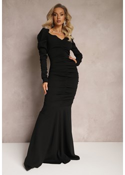 Czarna Sukienka Maxi z Ozdobnym Marszczeniem Jarnita ze sklepu Renee odzież w kategorii Sukienki - zdjęcie 166208169