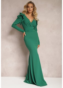 Zielona Sukienka Maxi z Falbankami i Wiązanym Paskiem Botarla ze sklepu Renee odzież w kategorii Sukienki - zdjęcie 166208179