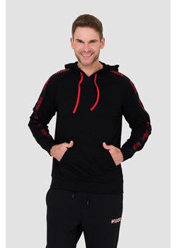 HUGO Czarna bluza z kapturem i lampasami, Wybierz rozmiar XL ze sklepu outfit.pl w kategorii Bluzy męskie - zdjęcie 166213038