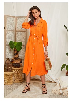 Lin Passion Lniana sukienka w kolorze pomarańczowym ze sklepu Limango Polska w kategorii Sukienki - zdjęcie 166221727