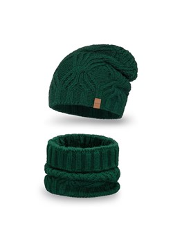 PaMaMi Komplet damski - Czapka i komin - Zielony ze sklepu JK-Collection w kategorii Komplety czapka i szalik damskie - zdjęcie 166223718