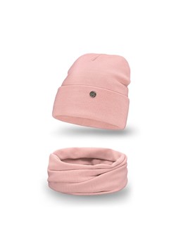 PaMaMi Komplet damski - Czapka i komin - Różowy ze sklepu JK-Collection w kategorii Komplety czapka i szalik damskie - zdjęcie 166224506