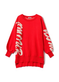 Czerwony sweter damski oversize - amour ze sklepu JK-Collection w kategorii Swetry damskie - zdjęcie 166224567