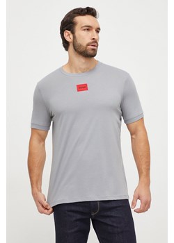 HUGO t-shirt bawełniany kolor szary z aplikacją 50447978 ze sklepu ANSWEAR.com w kategorii T-shirty męskie - zdjęcie 166233375