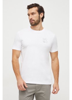 HUGO t-shirt bawełniany męski kolor biały z nadrukiem 50508944 ze sklepu ANSWEAR.com w kategorii T-shirty męskie - zdjęcie 166233447