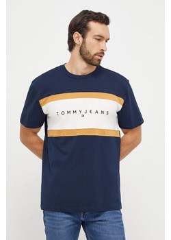 Tommy Jeans t-shirt bawełniany męski kolor granatowy wzorzysty DM0DM18427 ze sklepu ANSWEAR.com w kategorii T-shirty męskie - zdjęcie 166233486
