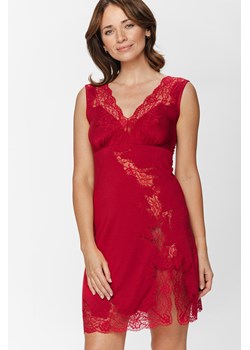 Koszula nocna damska z koronką Coemi czerwona 241C101 ze sklepu piubiu_pl w kategorii Koszule nocne - zdjęcie 166235867