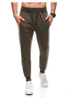 Spodnie męskie dresowe 928P - oliwkowe ze sklepu Edoti w kategorii Spodnie męskie - zdjęcie 166238806