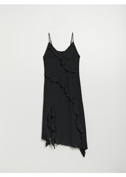 Asymetryczna sukienka midi z falbanami czarna ze sklepu House w kategorii Sukienki - zdjęcie 166240157