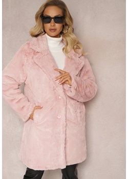 Różowy Jednorzędowy Płaszcz Futrzany Jarmila ze sklepu Renee odzież w kategorii Płaszcze damskie - zdjęcie 166243606