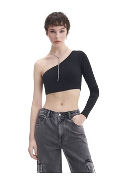 Cropp - Asymetryczna bluzka - czarny ze sklepu Cropp w kategorii Bluzki damskie - zdjęcie 166246327