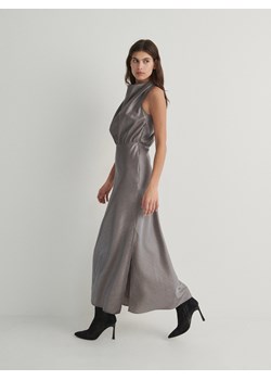 Reserved - Sukienka z drapowanym dekoltem - srebrny ze sklepu Reserved w kategorii Sukienki - zdjęcie 166248846