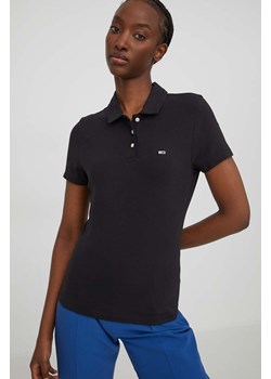 Tommy Jeans polo damski kolor czarny ze sklepu ANSWEAR.com w kategorii Bluzki damskie - zdjęcie 166249845