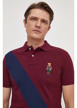 Polo Ralph Lauren polo bawełniane kolor bordowy wzorzysty ze sklepu ANSWEAR.com w kategorii T-shirty męskie - zdjęcie 166249849