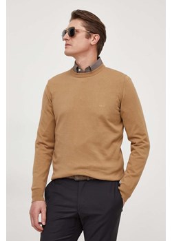 BOSS sweter bawełniany kolor beżowy lekki ze sklepu ANSWEAR.com w kategorii Swetry męskie - zdjęcie 166250015