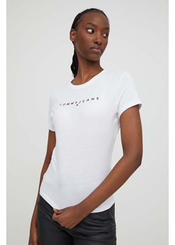 Tommy Jeans t-shirt bawełniany damski kolor biały DW0DW17361 ze sklepu ANSWEAR.com w kategorii Bluzki damskie - zdjęcie 166250178