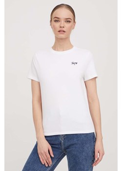 Tommy Jeans t-shirt bawełniany damski kolor biały DW0DW17367 ze sklepu ANSWEAR.com w kategorii Bluzki damskie - zdjęcie 166250217