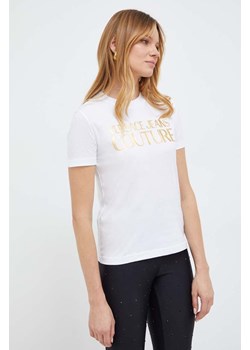Versace Jeans Couture t-shirt bawełniany damski kolor biały 76HAHT04 CJ00T ze sklepu ANSWEAR.com w kategorii Bluzki damskie - zdjęcie 166250327