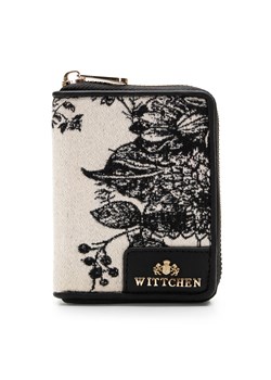 Damski portfel wzorzysty na suwak mini czarno-kremowy ze sklepu WITTCHEN w kategorii Portfele damskie - zdjęcie 166250525