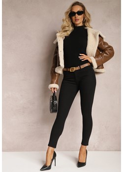 Czarne Jeansy Skinny z Paskiem z Klamerką Pisanne ze sklepu Renee odzież w kategorii Jeansy damskie - zdjęcie 166260299