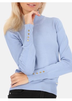 Błękitny gładki sweter z półgolfem L'AF Beri ze sklepu Eye For Fashion w kategorii Swetry damskie - zdjęcie 166262579