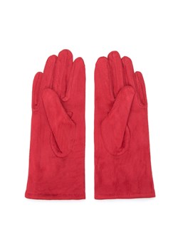 Damskie rękawiczki z ozdobnym obszyciem i kokardą czerwone ze sklepu WITTCHEN w kategorii Rękawiczki damskie - zdjęcie 166263016
