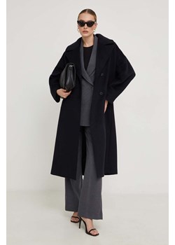 Answear Lab płaszcz wełniany kolor czarny oversize ze sklepu ANSWEAR.com w kategorii Płaszcze damskie - zdjęcie 166263338