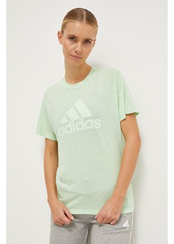 adidas t-shirt damski kolor zielony IS3624 ze sklepu ANSWEAR.com w kategorii Bluzki damskie - zdjęcie 166267457