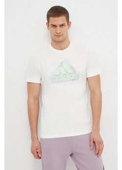 adidas t-shirt bawełniany męski kolor beżowy z nadrukiem IN6234 ze sklepu ANSWEAR.com w kategorii T-shirty męskie - zdjęcie 166267535
