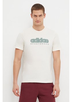 adidas t-shirt bawełniany męski kolor beżowy z nadrukiem IS2883 ze sklepu ANSWEAR.com w kategorii T-shirty męskie - zdjęcie 166267559