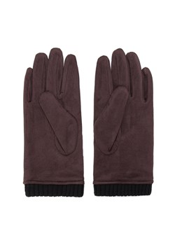 Męskie rękawiczki z przeszyciami i ściągaczem ciemny brąz ze sklepu WITTCHEN w kategorii Rękawiczki damskie - zdjęcie 166269167