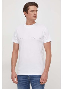 Calvin Klein Jeans t-shirt bawełniany męski kolor biały z nadrukiem ze sklepu ANSWEAR.com w kategorii T-shirty męskie - zdjęcie 166272576