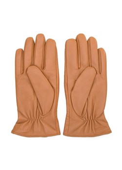 Męskie rękawiczki skórzane ze wstawką w jodełkę brązowe ze sklepu WITTCHEN w kategorii Rękawiczki męskie - zdjęcie 166272796