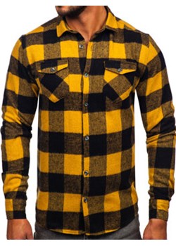 Camelowa koszula męska flanelowa z długim rękawem Denley 20723 ze sklepu Denley w kategorii Koszule męskie - zdjęcie 166279265
