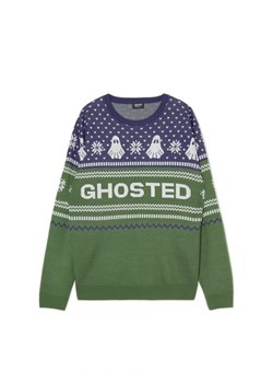 Cropp - Zielono-granatowy świąteczny sweter - zielony ze sklepu Cropp w kategorii Swetry męskie - zdjęcie 166279896