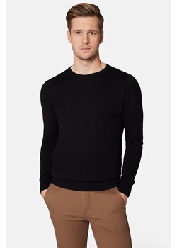 Sweter Czarny z Bawełną Gładki Morey ze sklepu Lancerto S.A. w kategorii Swetry męskie - zdjęcie 166281766
