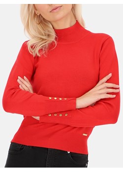 Czerwony gładki sweter z półgolfem L'AF Beri ze sklepu Eye For Fashion w kategorii Swetry damskie - zdjęcie 166285159