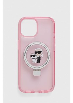 Karl Lagerfeld etui na telefon iPhone 15 6.1 kolor różowy ze sklepu ANSWEAR.com w kategorii Etui - zdjęcie 166285498