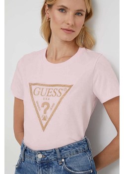 Guess t-shirt damski kolor różowy W4RI69 J1314 ze sklepu ANSWEAR.com w kategorii Bluzki damskie - zdjęcie 166285547