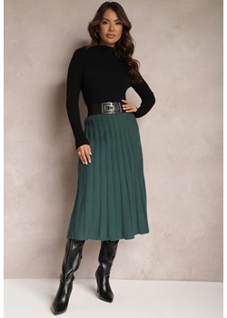 Ciemnozielona Dzianinowa Spódnica Trapezowa Midi Arion ze sklepu Renee odzież w kategorii Spódnice - zdjęcie 166289235