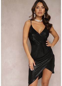Czarna Dopasowana Sukienka Midi z Marszczeniem Belunna ze sklepu Renee odzież w kategorii Sukienki - zdjęcie 166289285
