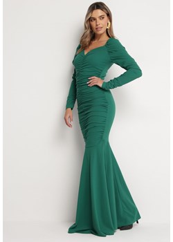 Zielona Sukienka Maxi z Marszczeniem Marabela ze sklepu Born2be Odzież w kategorii Sukienki - zdjęcie 166289379