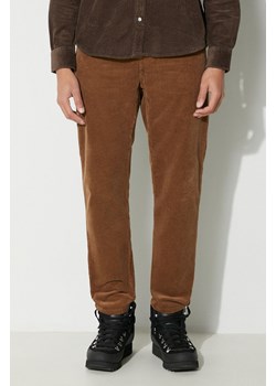 Carhartt WIP spodnie sztruksowe kolor brązowy proste ze sklepu PRM w kategorii Spodnie męskie - zdjęcie 166291039