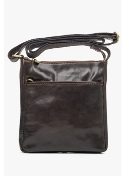 Estro: Mała ciemnobrązowa torba męska na ramię ze skóry naturalnej ze sklepu Estro w kategorii Torby męskie - zdjęcie 166295615