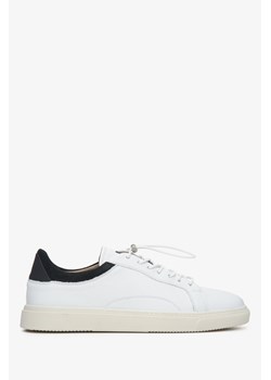 Estro: Białe skórzane sneakersy męskie na wiosnę ze sklepu Estro w kategorii Buty sportowe męskie - zdjęcie 166295617